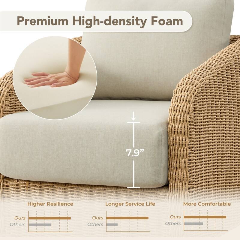 Spruce & Spring Patio Fruniture Outdoor Swivel Chair and Side Table