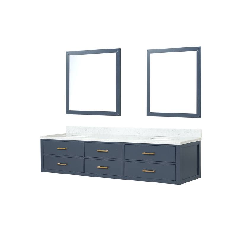 Lexora Castor Double Bath Vanity, Carrara Marble Top, and Mirrors