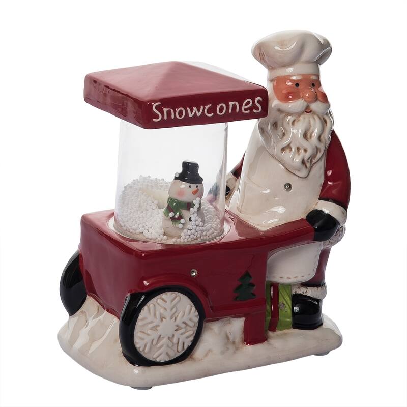 Transpac 8.75 in. Holiday Santa Vending Cart with Music