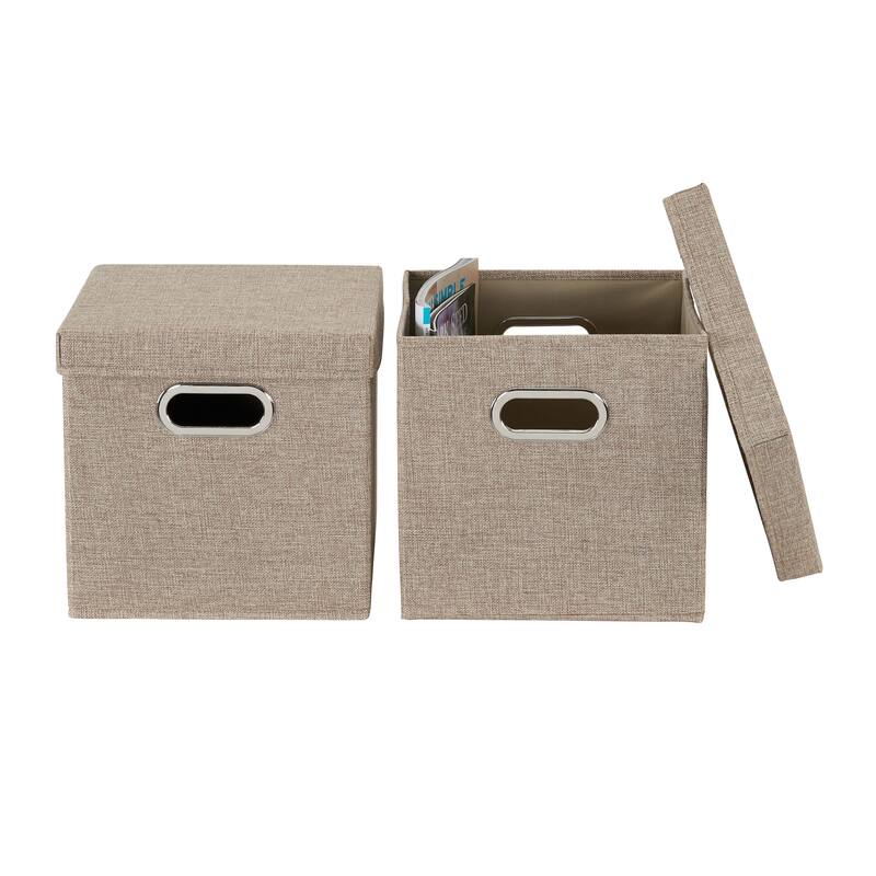 Household Essentials Storage Bins with Lids and Chromed Grommet Handles