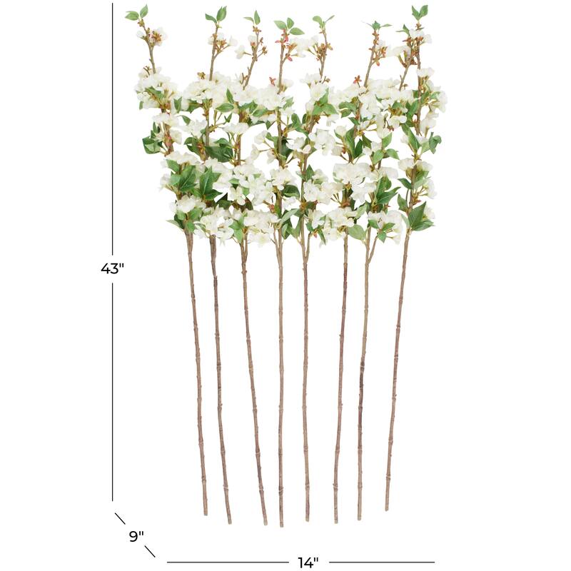 White Faux Foliage Tall Begonia Artificial Flower Stem (Set of 8)
