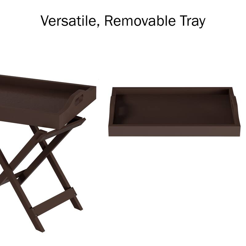 Lavish Home Set of 2 Folding Tables with Tray Top (Brown)
