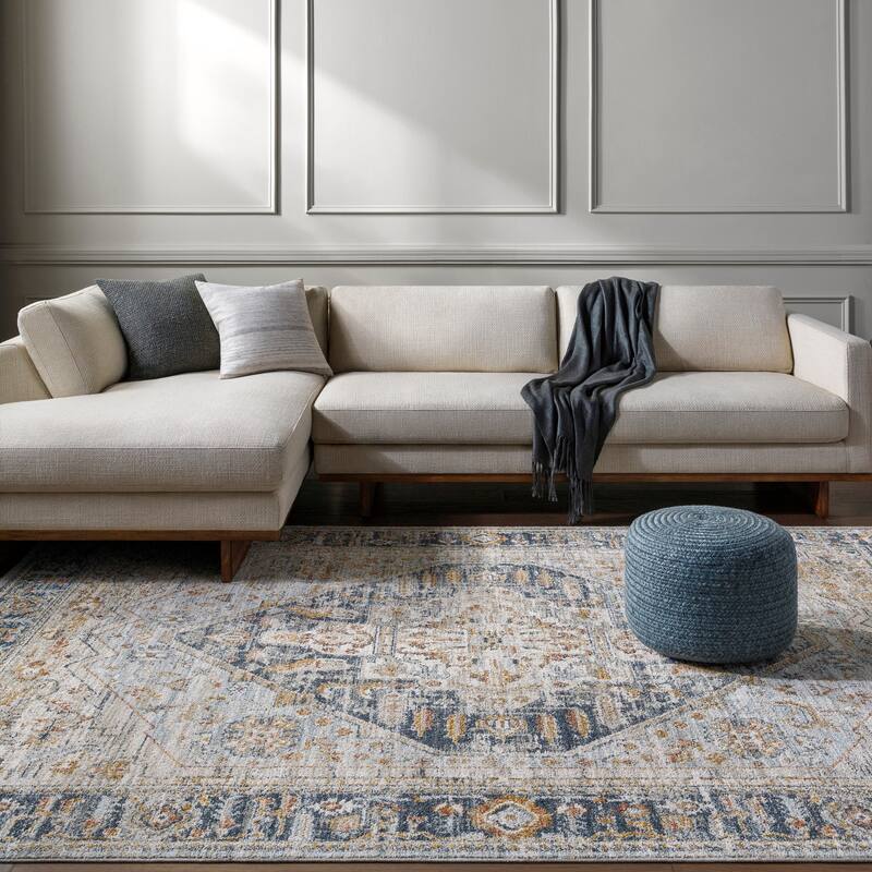 Livabliss Beckham Traditional Medallion Area Rug - Beige/Amber - 6' 7" x 9' 6"