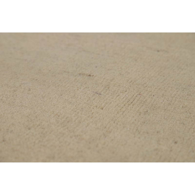 Solid Beige Gabbeh Modern Rug Hand-Knotted Wool Carpet - 4'1"x 5'8"