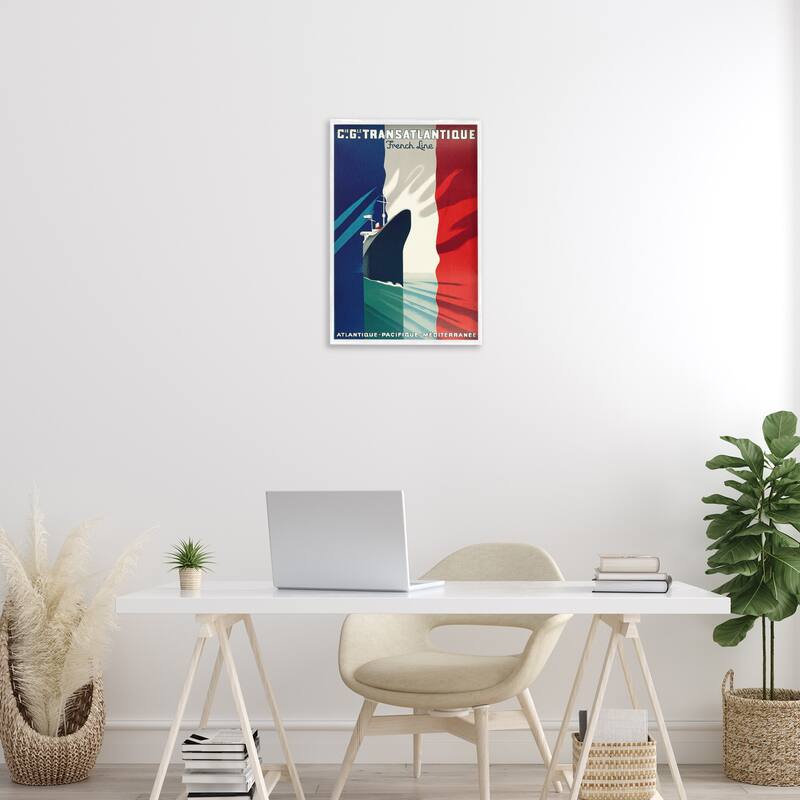Stupell Antique French Cruise Ship Framed Giclee Art Design By Marcus Jules