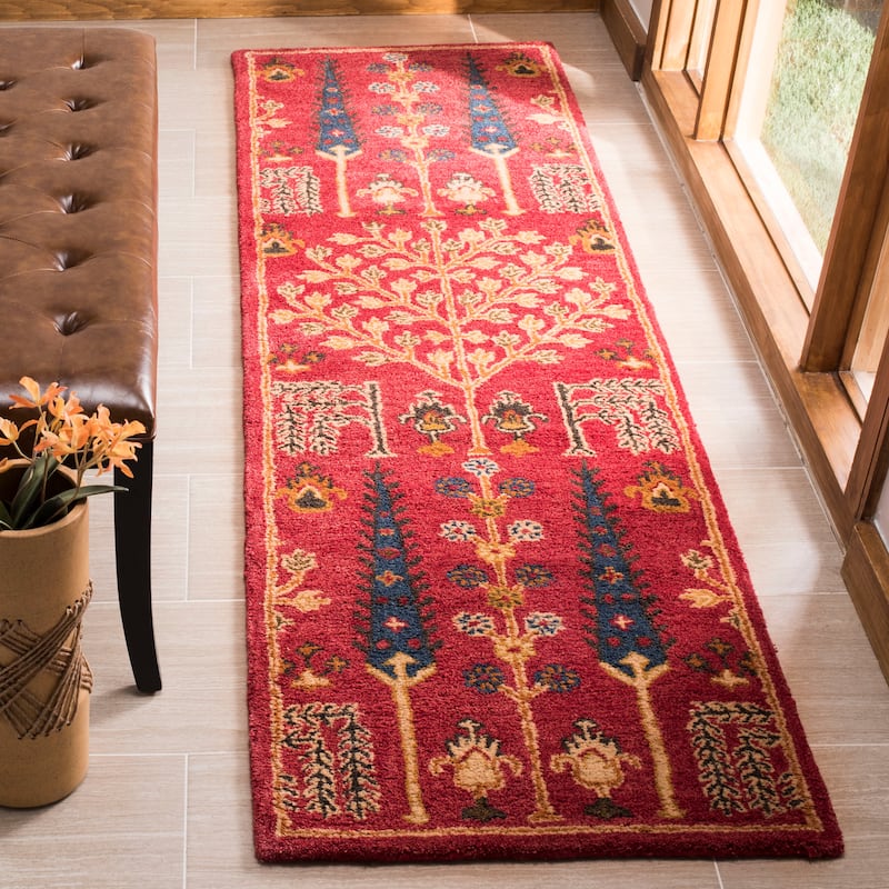 SAFAVIEH Handmade Heritage Kylee Traditional Oriental Wool Rug - 2'3" x 10' Runner - Red/Multi - Runner