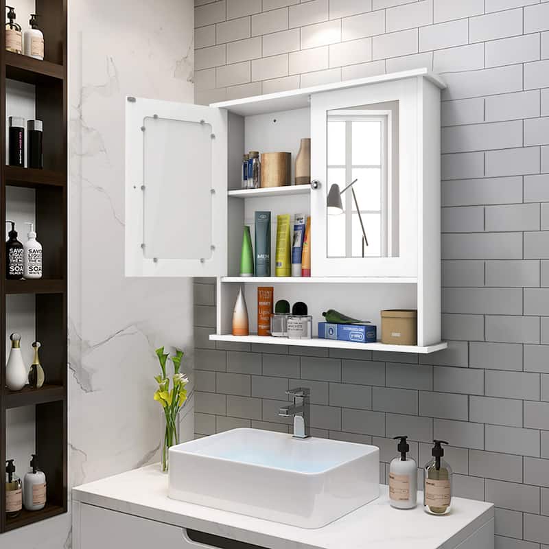 Costway New Bathroom Wall Cabinet Double Mirror Door Cupboard Storage