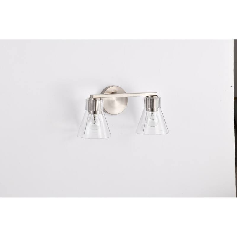 Gianna 2 Light Vanity Brushed Nickel Finish Clear Glass - Brushed Nickel