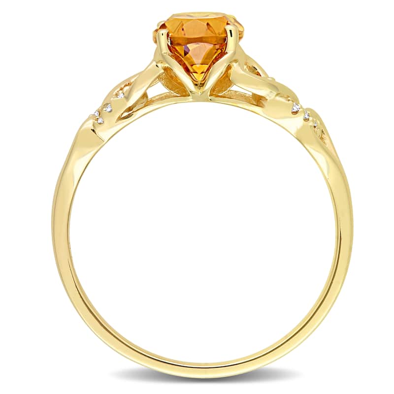 Miadora Oval Madeira Citrine and Diamond Accent Link Engagement Ring in 10k Yellow Gold