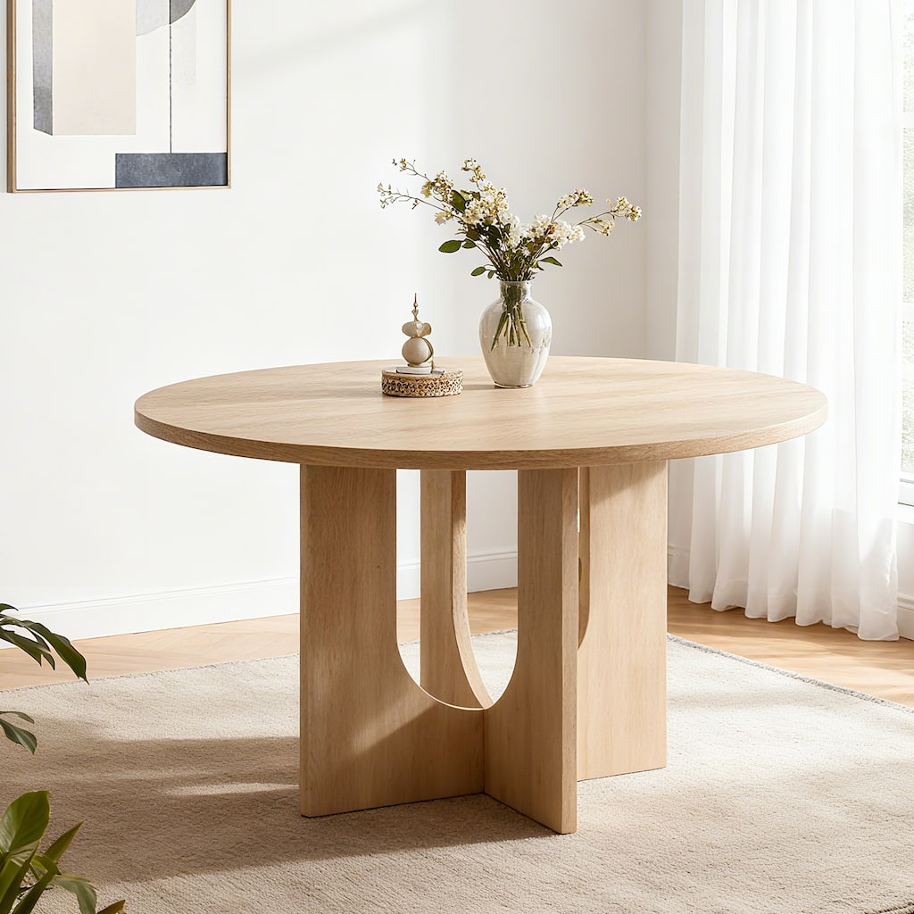 47.3 Inch Modern Round Dining Table for 4 - Farmhouse Style for Kitchen, Dining Room, Living Room