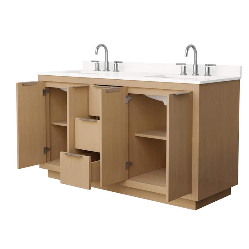 Maroni 60-inch Double Vanity, 3 Hole Quartz Top