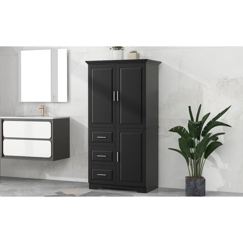 Tall and Wide Storage Cabinet with Doors for Bathroom/Office, 3 Drawers
