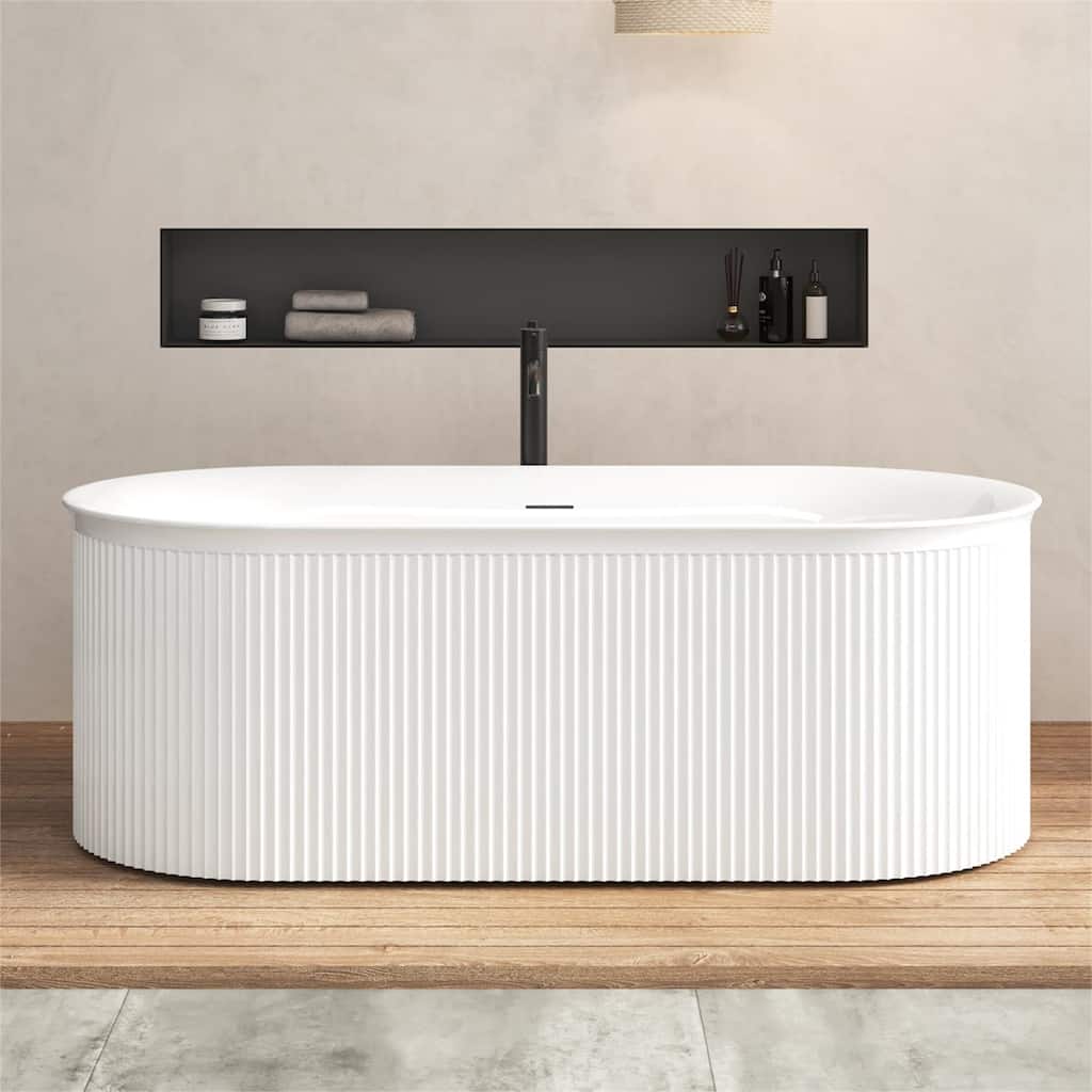 67" Acrylic Freestanding Soaking Tubs with Integrated Slotted Overflow
