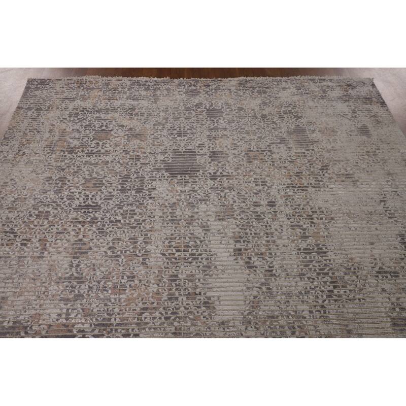 Beige Modern Area Rug Hand-Knotted Abstract Wool Carpet - 6'6"x 9'9"