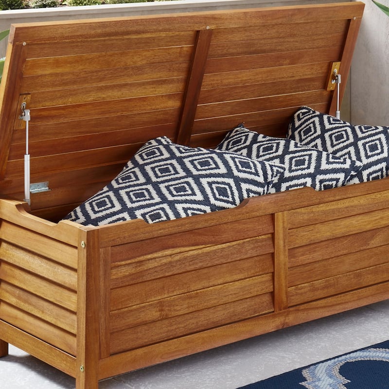 Maho Outdoor Golden Teak Storage 51" Deck Box made from Water-Resistant Acacia Wood