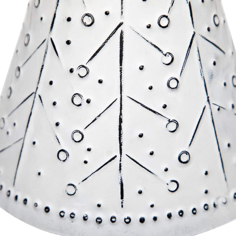 Embossed Winter Wonderland Metal Cone Christmas Tree Decoration - 14"