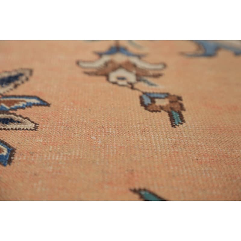 Orange Geometric Tabriz Persian Vintage Rug Handmade Wool Carpet - 7'7" x 11'5"