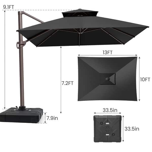 dimension image slide 1 of 6, Crestlive Products 10 x 13ft Outdoor Patio Cantilever Umbrella with Base