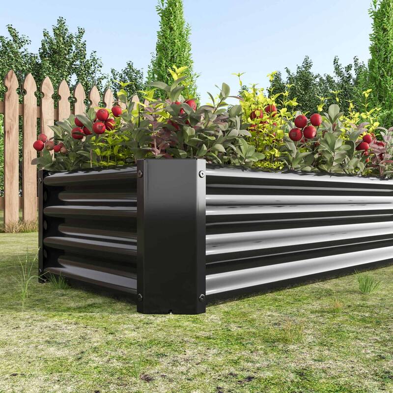 Large Galvanized Metal Raised Garden Bed Open Bottom Rust-Resistant