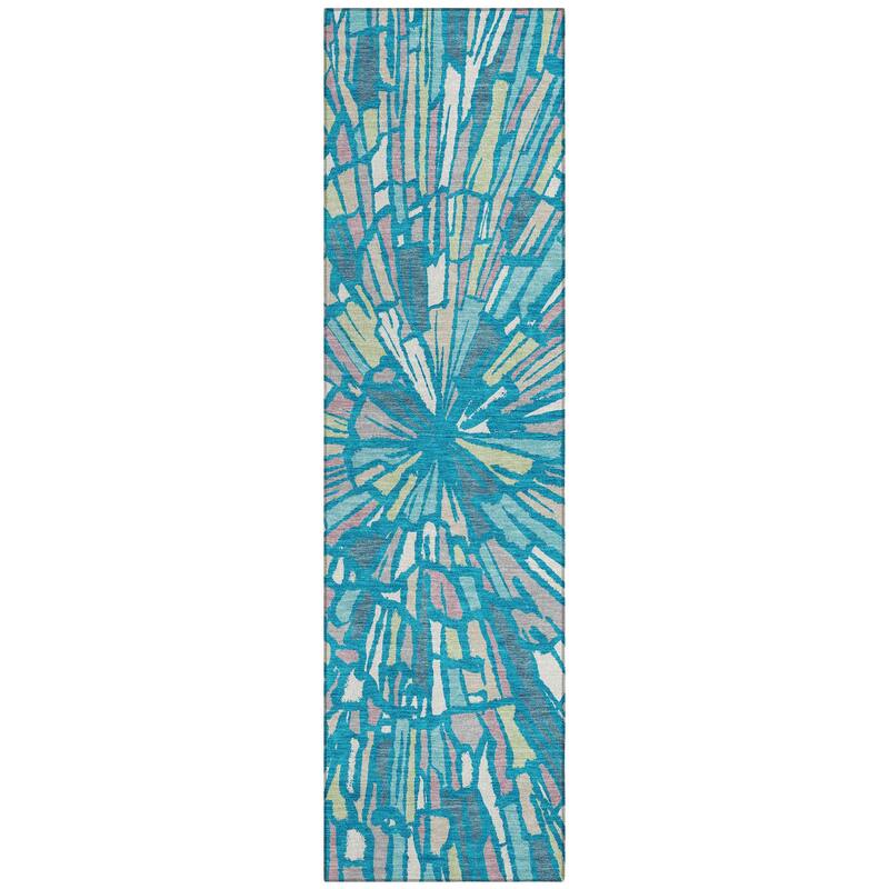 Machine Washable Indoor/ Outdoor Modern Zip Chantille Rug