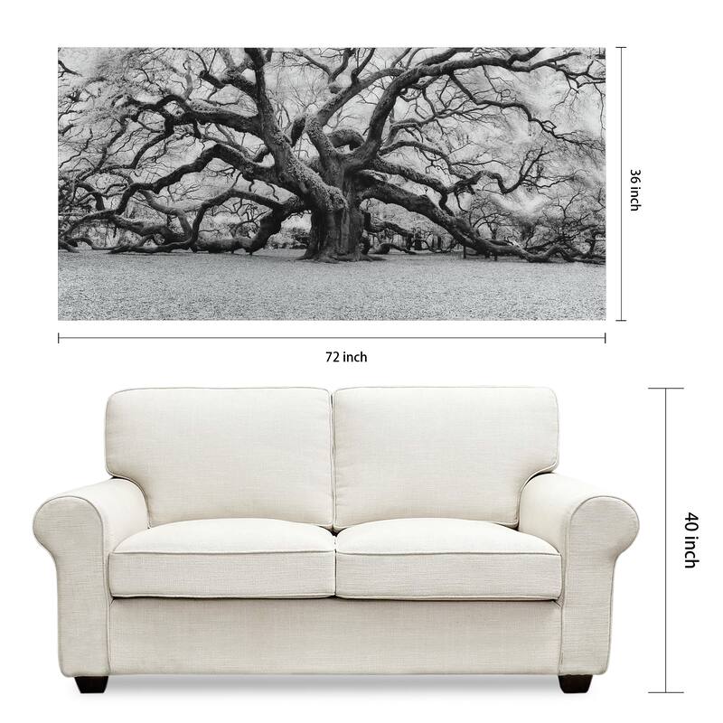 "The Angel Oak" Frameless Free Floating Tempered Art Glass Wall Art by EAD Art Coop