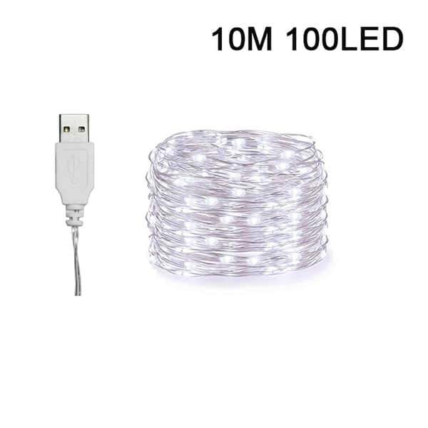 LED Fairy Lights 33ft 10m USB Plug Powered With Remote Timer Warm White Copper