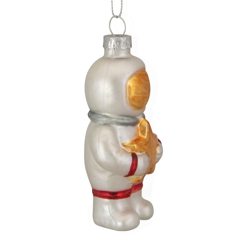3.5" White and Gold Glass Astronaut Christmas Ornament