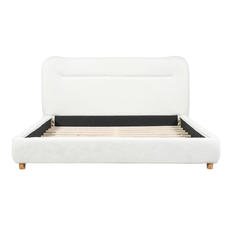 Christopher Knight Home-Upholstered Bed Frame with Curved Headboard