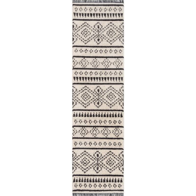 Well Woven Maya Odina Moroccan Trellis Diamond High Low Area Rug - 2' 7" x 9' 10" - Grey - Runner