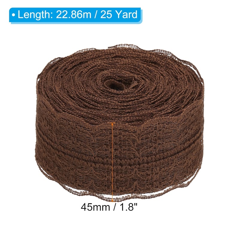 1.8" Wide 25 Yards Lace Trim Ribbon Sewing Lace Wrapping Decoration - Dark Brown