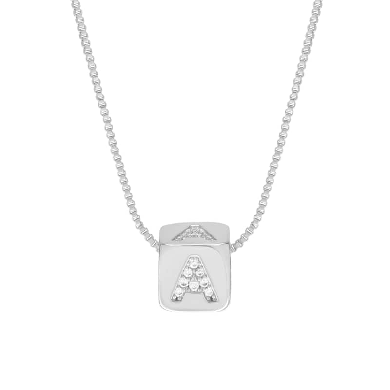 Victoria Townsend Silver Plated Cubed Initial Necklac18" - A