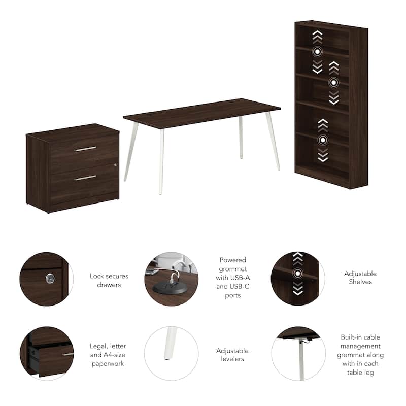 Bush Business Furniture Vista 72W Desk with File Cabinet, Bookcase