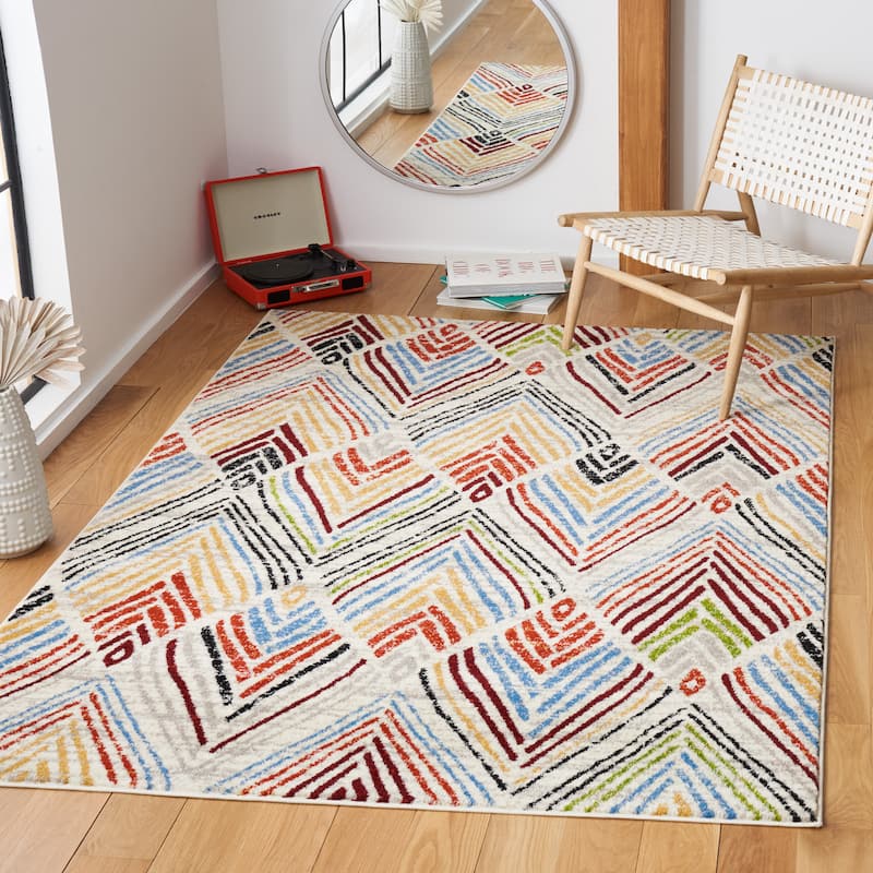 SAFAVIEH Amsterdam Gulumser Modern Rug - 6'7" x 9'2" - Ivory/Red