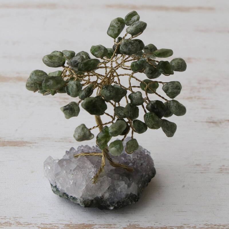 Novica Handmade Nature At Peace Diopside Mini Gemstone Tree