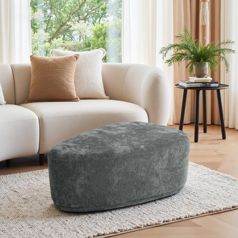 Leon 43" W Modern Oversized Chenille Triangular Cheese Ottoman