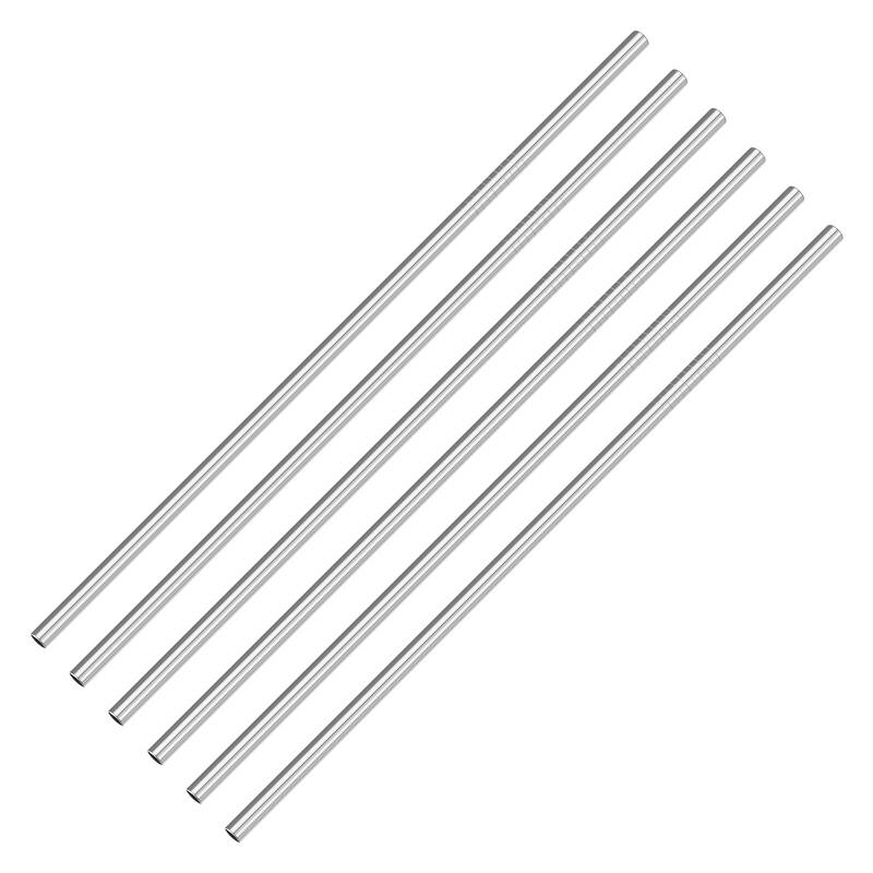 Reusable Metal Straws 6Pcs, Stainless Steel Straight Straw 9.5" Long