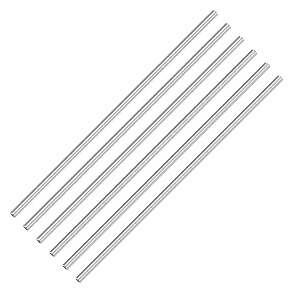 Reusable Metal Straws 6Pcs, Stainless Steel Straight Straw 9.5" Long