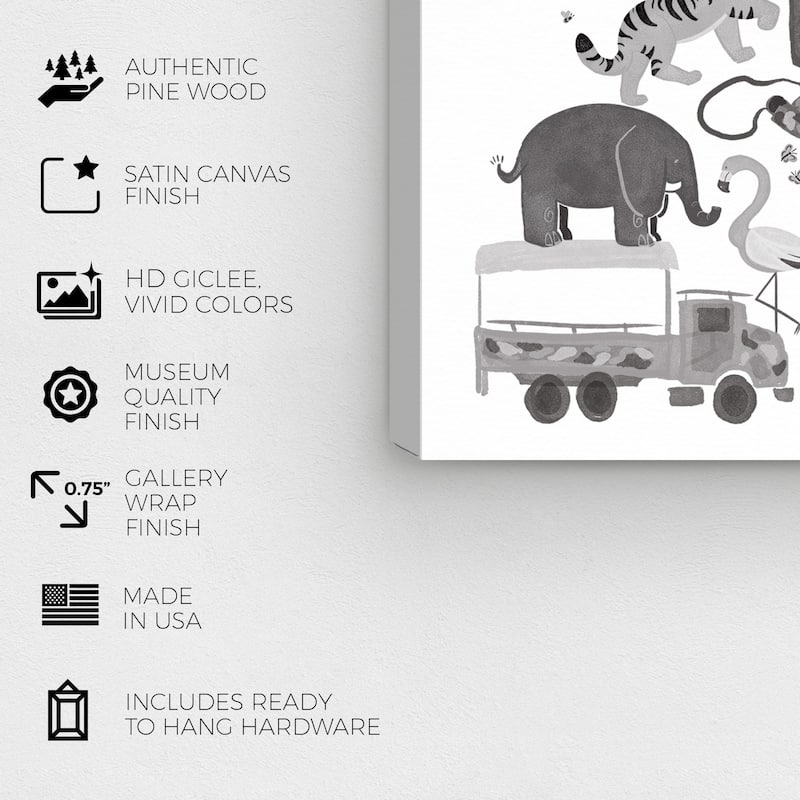Wynwood Studio Canvas Animals Animal Crackers Gray and Dark Gray Modern & Contemporary Wall Art Canvas Print
