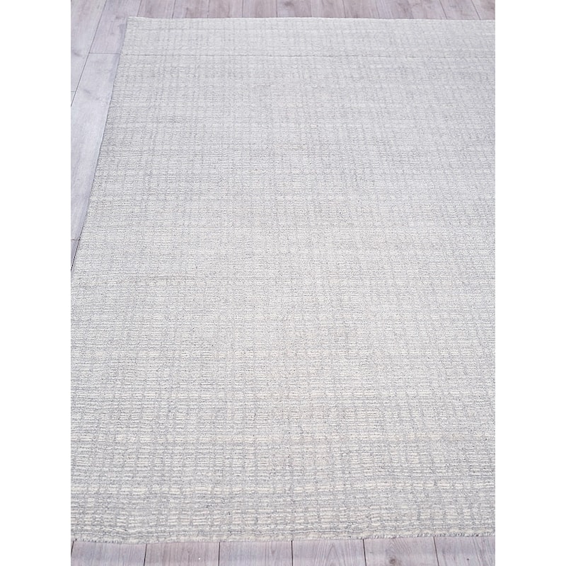 Exquisite Rugs Alpine Handmade Handloomed New Zealand Wool Silver/Ivory Area Rug.