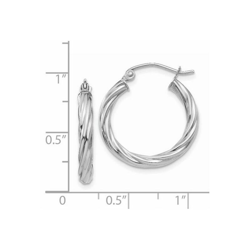 Curata 14k White Gold Polished 20x 3.25mm Twisted Hoop Earrings