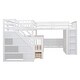 preview thumbnail 11 of 30, Twin-Twin over Full L-Shaped Bunk Bed With 3 Drawers, Portable Desk and Wardrobe