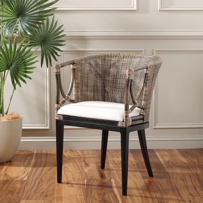 SAFAVIEH Olafia Dining Brown/ Black Arm Chair - 22.3" x 23.3" x 31.5" - 22Wx23Dx32H - Brown/White