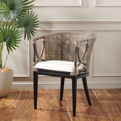 SAFAVIEH Olafia Dining Brown/ Black Arm Chair - 22.3" x 23.3" x 31.5" - 22Wx23Dx32H