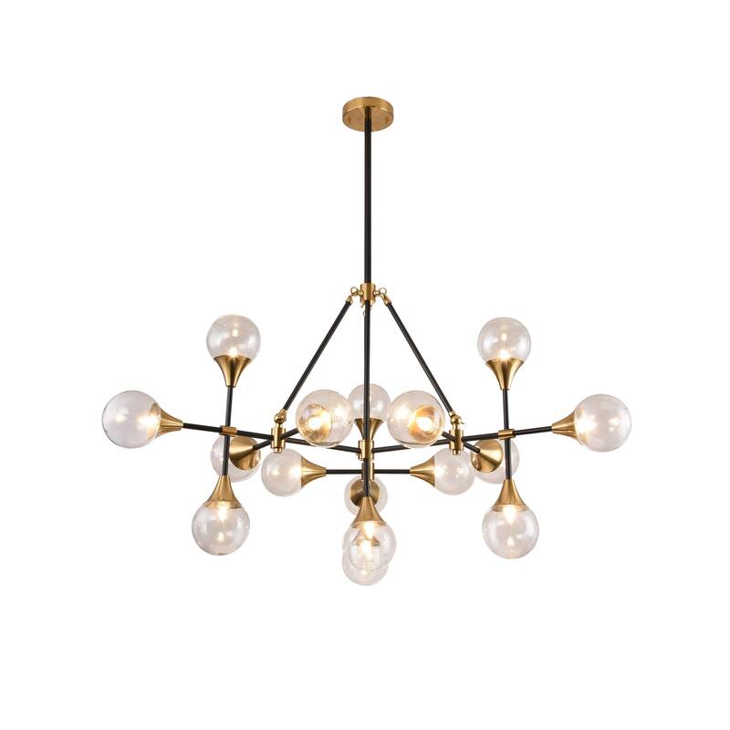16 Light Black Metal Ceiling Fixture with Clear Glass Shades