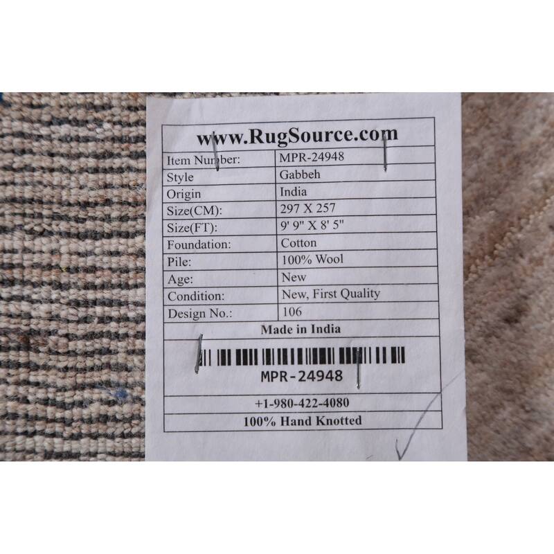 Tribal Gabbeh Indian Rug Hand-Knotted Wool Carpet - 8'5" x 9'9"