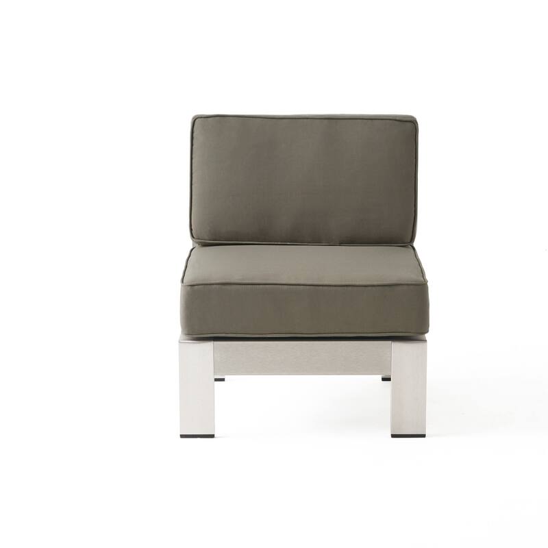 Cape Coral Outdoor 7 Seater Extended Aluminum Chat Set with Fire Pit by Christopher Knight Home