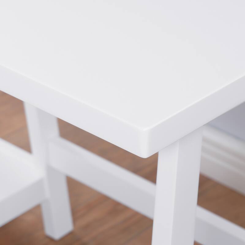 Modern Writing Computer Table Desk with Open Storage Shelves and Rubberwood Legs for Home Office or Bedroom