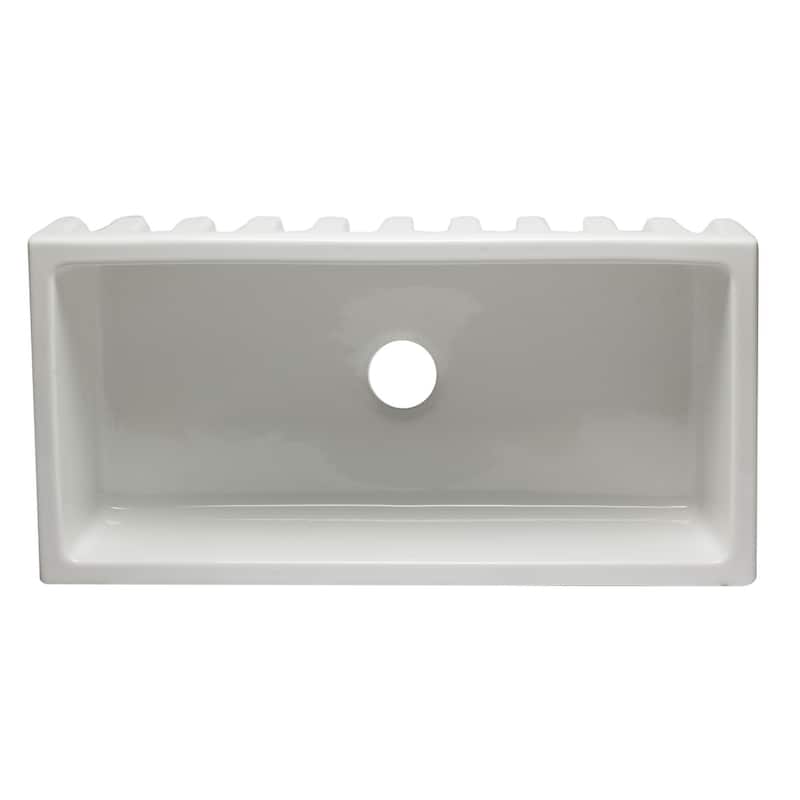 ALFI brand 36 inch White Reversible Smooth / Fluted Single Bowl Fireclay Farm Sink