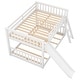 preview thumbnail 8 of 10, Full over Full Bunk Bed Wood Frame Guardrail Bed with Convertible Slide and Ladder, Compact Low Bunk Design