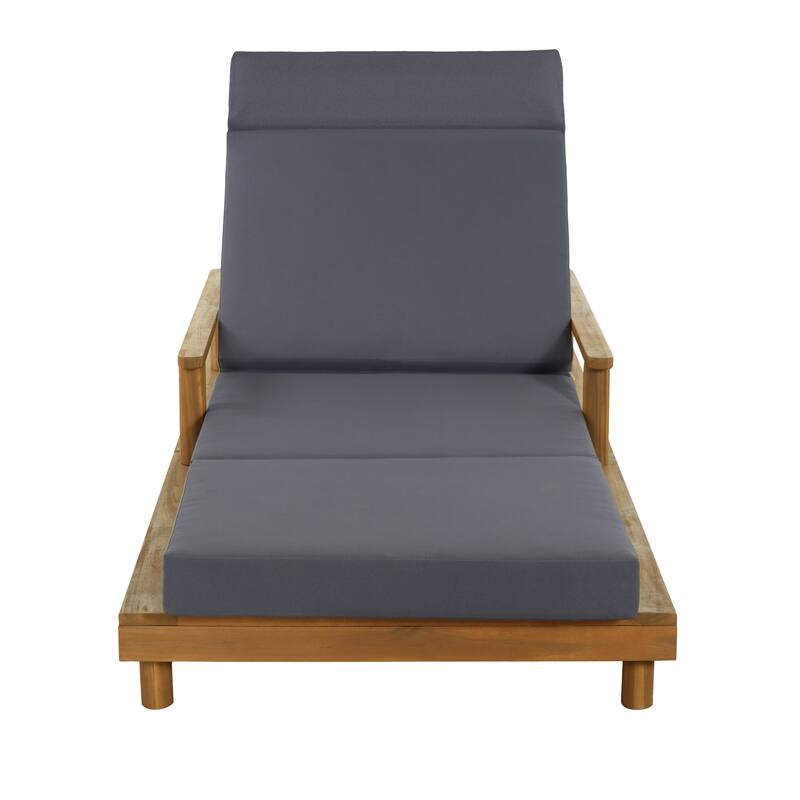 Christopher Knight Home - Modern Indoor/Outdoor Acacia Wood 4-Fold Adjustable Chaise Lounge with Water-Resistant Cushion